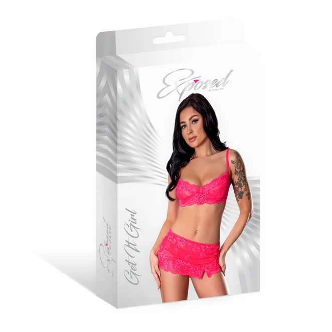 Magic Silk Get It Girl Bra, Skirt & Thong Set Diva Pink