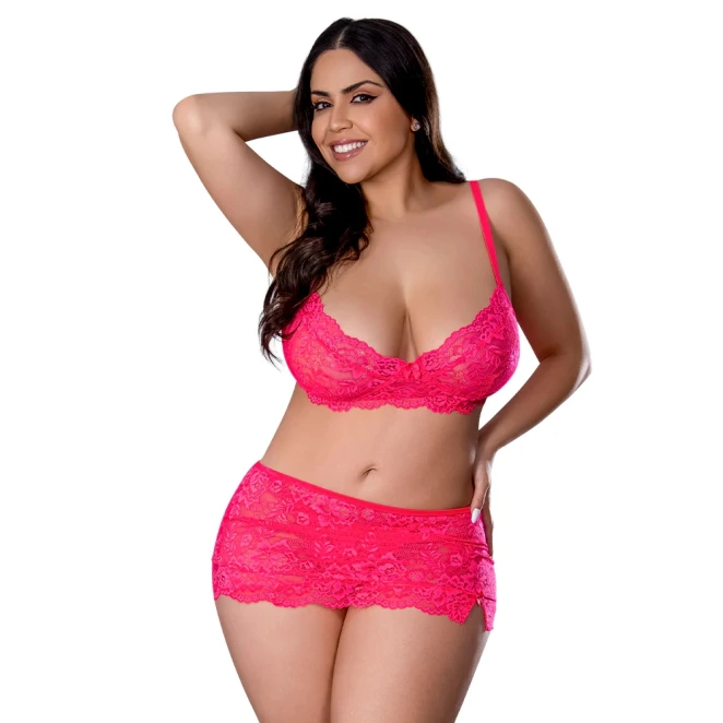 Magic Silk Get It Girl Bra, Skirt & Thong Set Diva Pink