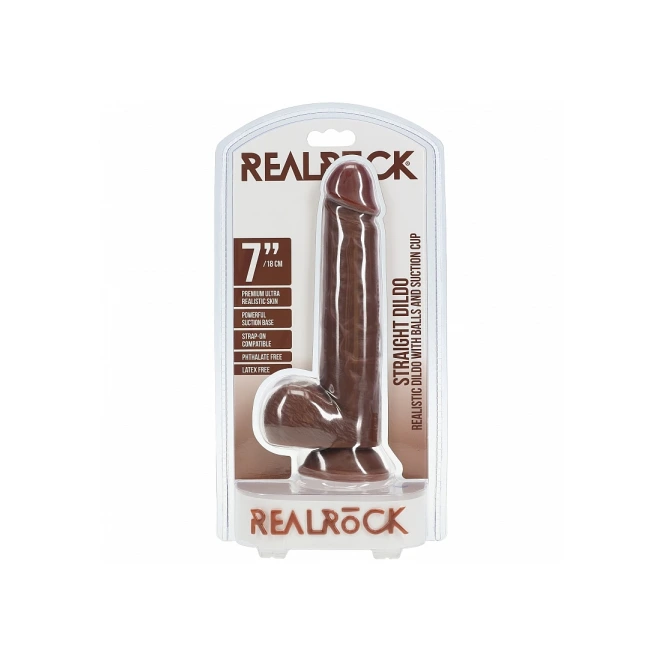7 Inch RealRock Ultra Realistic Dildo with Balls Brown