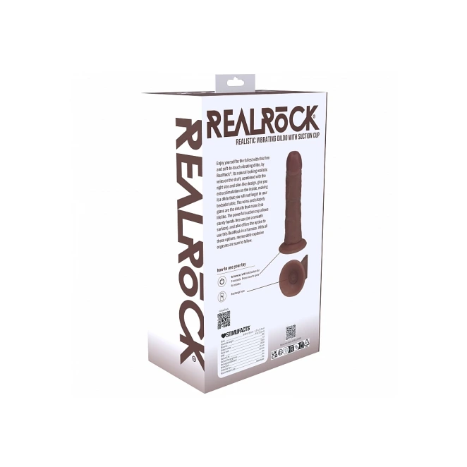 6 Inch RealRock Ultra Realistic Vibrating Curved Dildo Brown