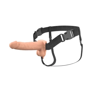 Fantasy X-Tensions Elite Silicone Vibrating Hollow Strap-On Realistic 7 Inch with Balls Beige