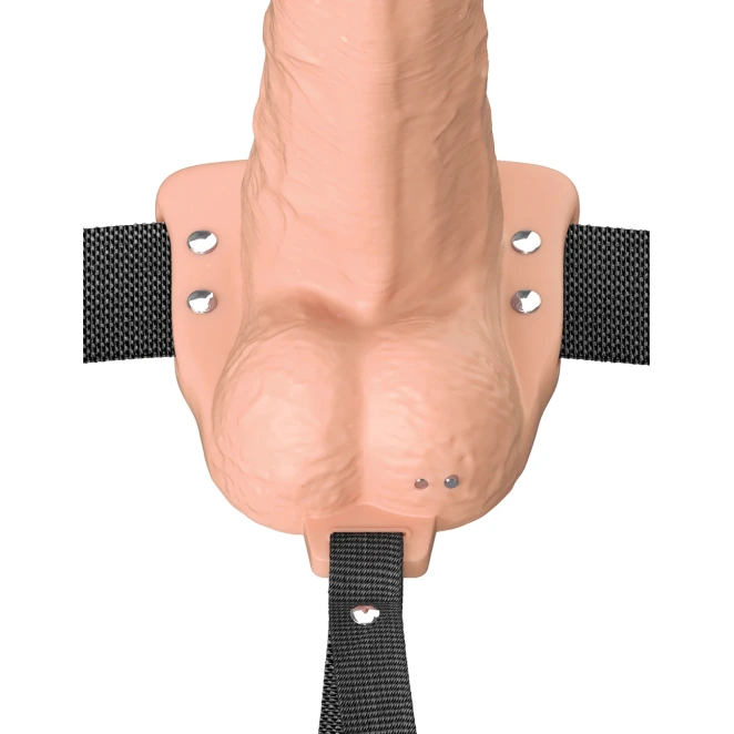 Fantasy X-Tensions Elite Silicone Vibrating Hollow Strap-On Realistic 7 Inch with Balls Beige