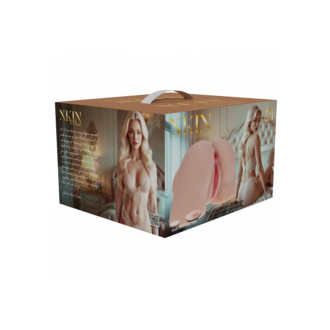 Xkin Rina Brooks Ultra Realistic AR and AI Enhanced Vagina and Butt Vibrating Masturbator Beige 5.4 lbs