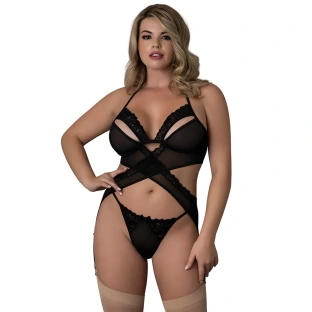 Magic Silk Rush Merry Widow & Panty Set Black