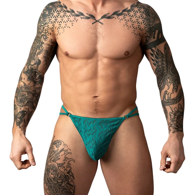 Male Power Ripple Micro V String Teal