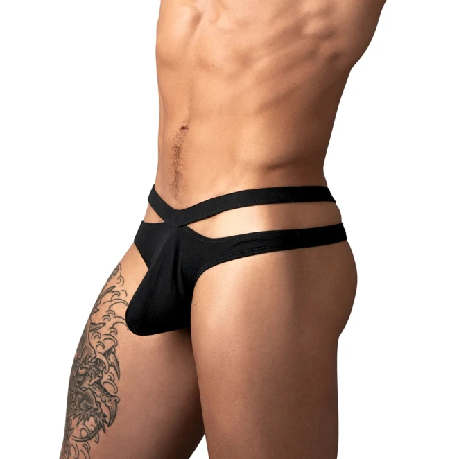 Male Power Eco Cozy Cutout Thong Black
