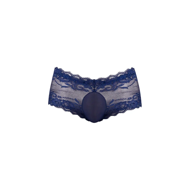 Male Power Sassy Lace Mini Short Sheer Pouch Navy