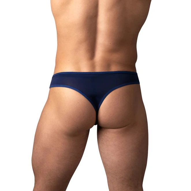 Male Power Sassy Lace Open Ring Thong Navy