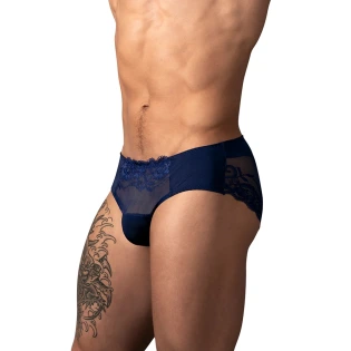 Male Power Sassy Lace Bikini Sold Pouch Navy