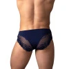 Male Power Sassy Lace Bikini Sold Pouch Navy