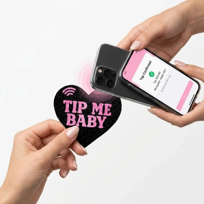 Neva Nude Tip Me Baby Holographic Heart Smart NFC Pasties
