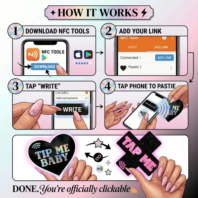 Neva Nude Tap Me Pink Heart Smart NFC Pasties