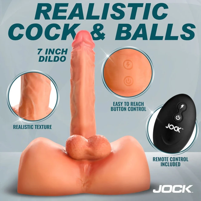 JOCK Studs Power Rod 7 Inch Silicone Thrusting & Vibrating Dildo with Remote Control