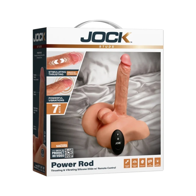 JOCK Studs Power Rod 7 Inch Silicone Thrusting & Vibrating Dildo with Remote Control