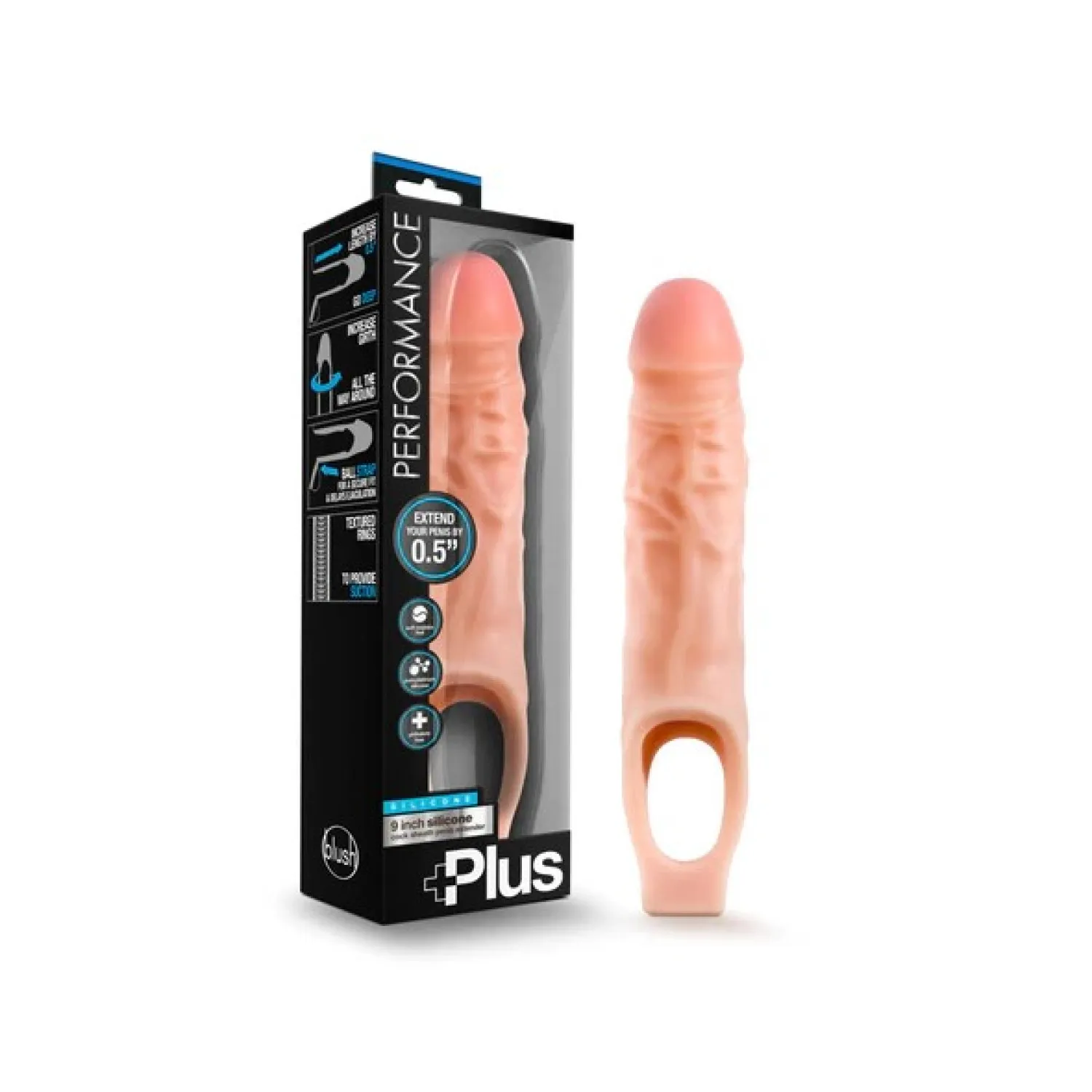 9 in. Silicone Cock Sheath Penis Extender Sling Beige