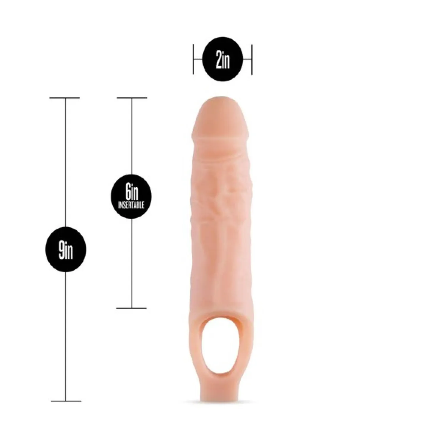 9 in. Silicone Cock Sheath Penis Extender Sling Beige