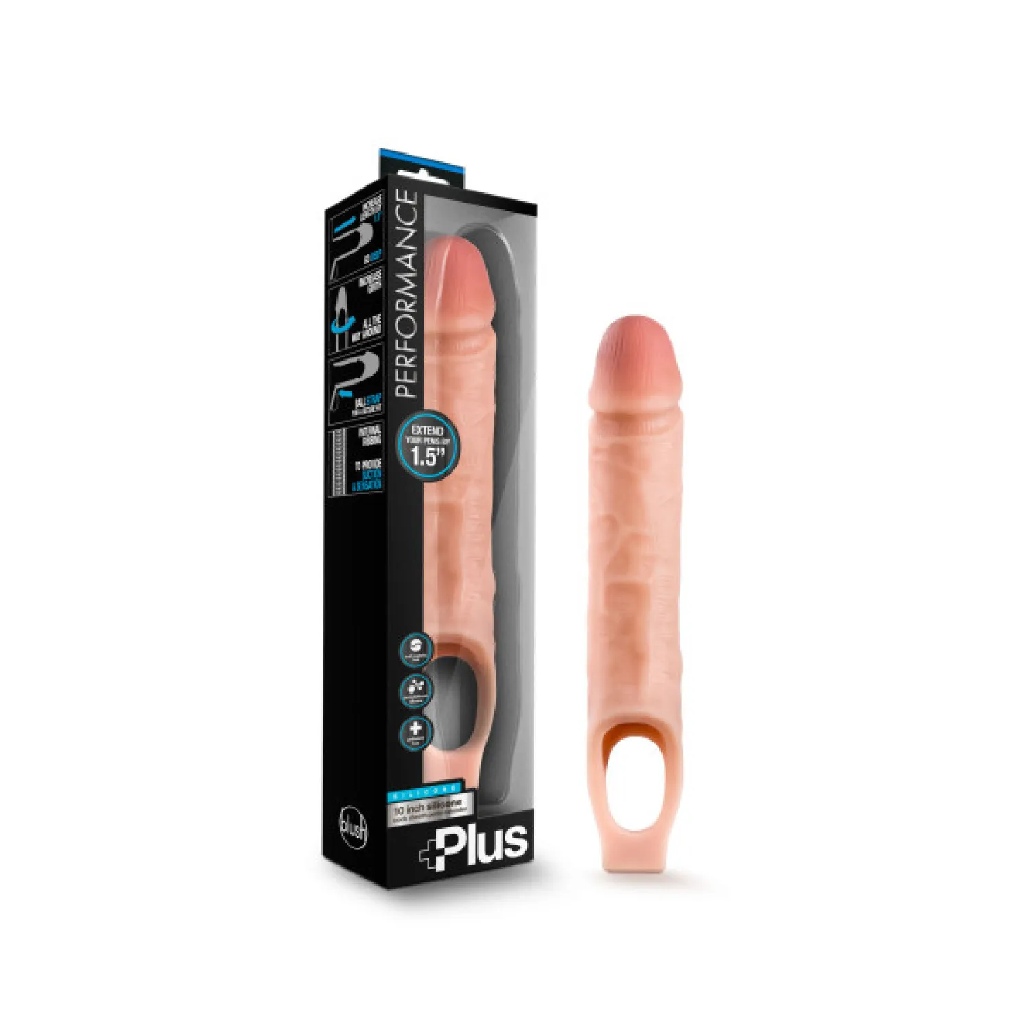 Blush Performance Plus 10 in. Silicone Cock Sheath Penis Extender Sling Beige (72870) | SlipDix.com