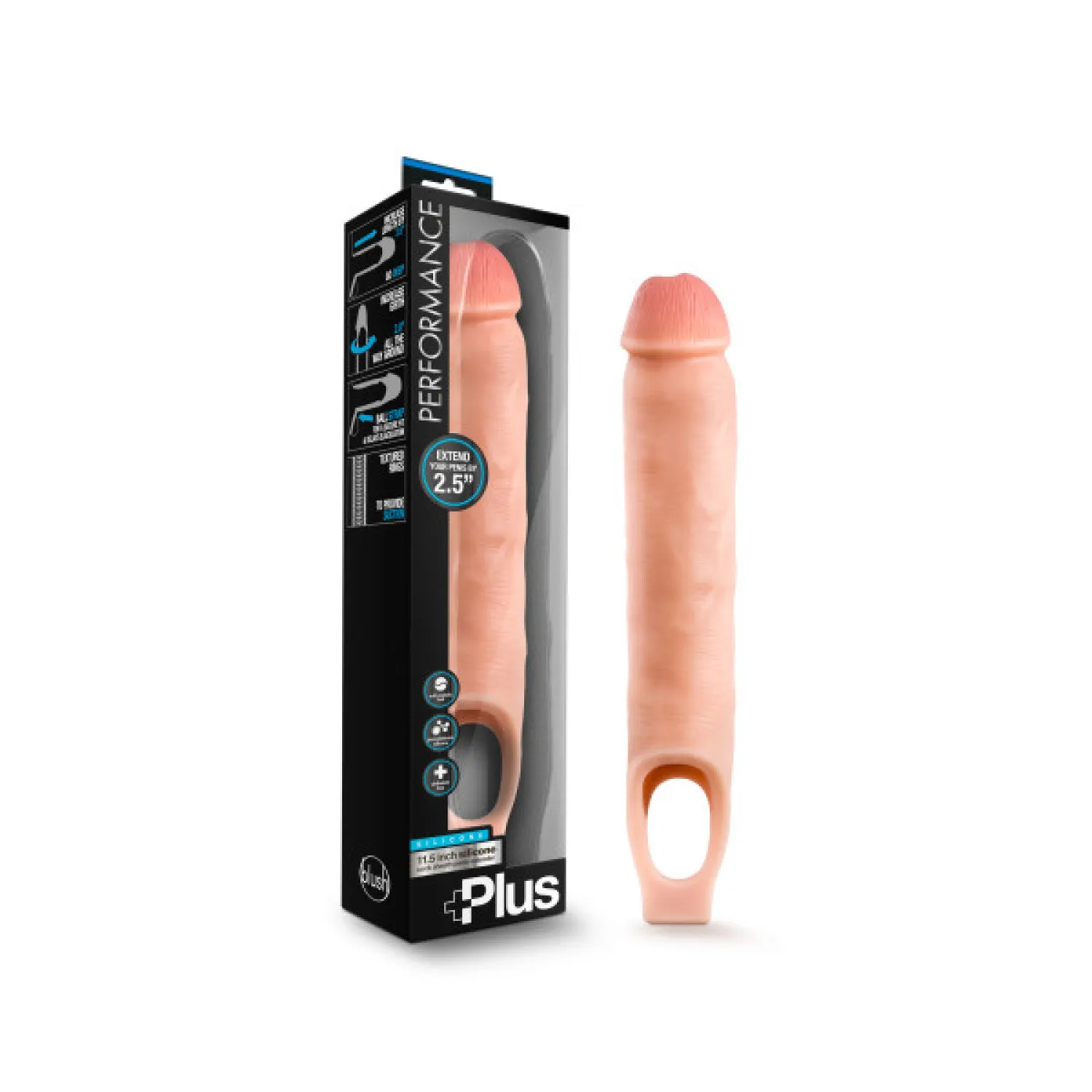 11.5 in. Silicone Cock Sheath Penis Extender Sling Beige
