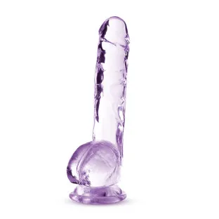 8 in. Realistic Dildo with Balls Amethyst