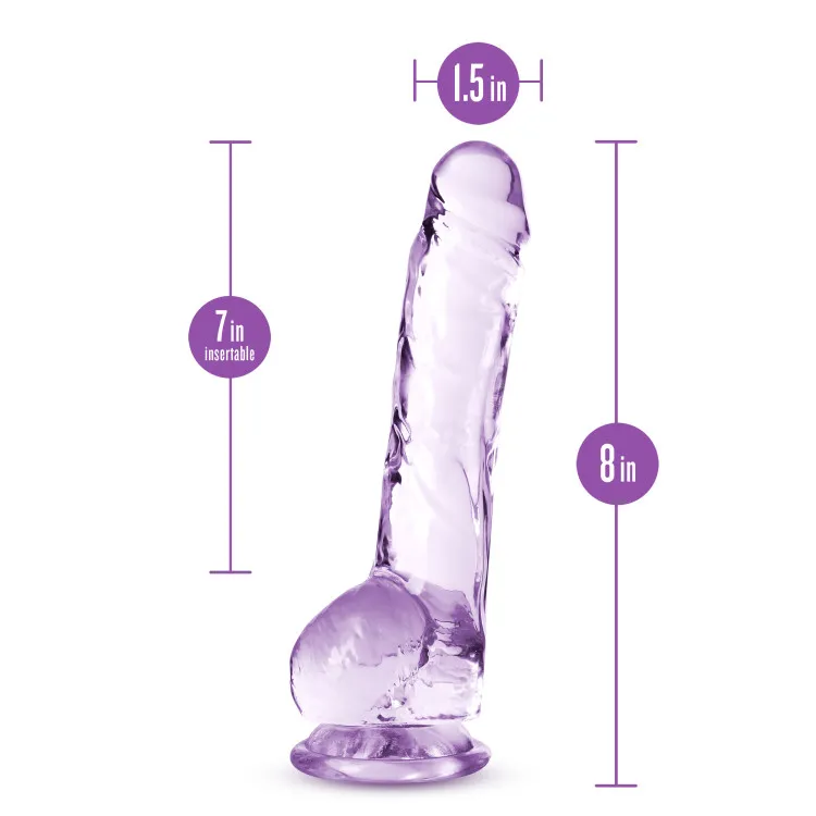 8 in. Realistic Dildo with Balls Amethyst 8 in. Realistic Dildo with Balls Amethyst