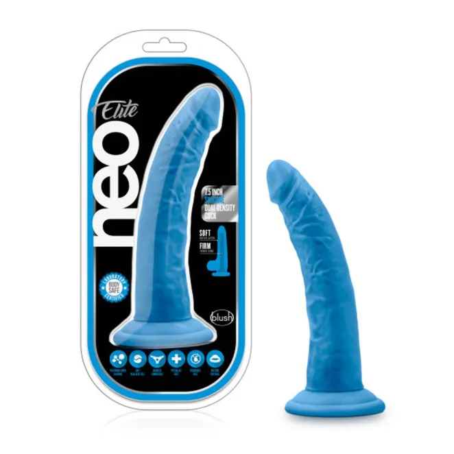 7 Inch Neo Elite Luxe Realistic Silicone Dildo Neon Blue
