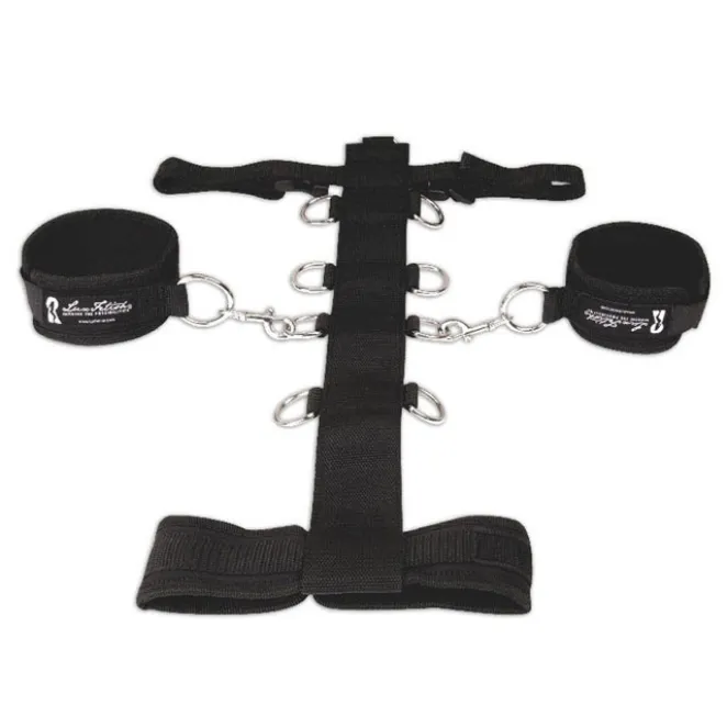 Lux Fetish 3pc Adjustable Neck & Wrist Restraint Set Black
