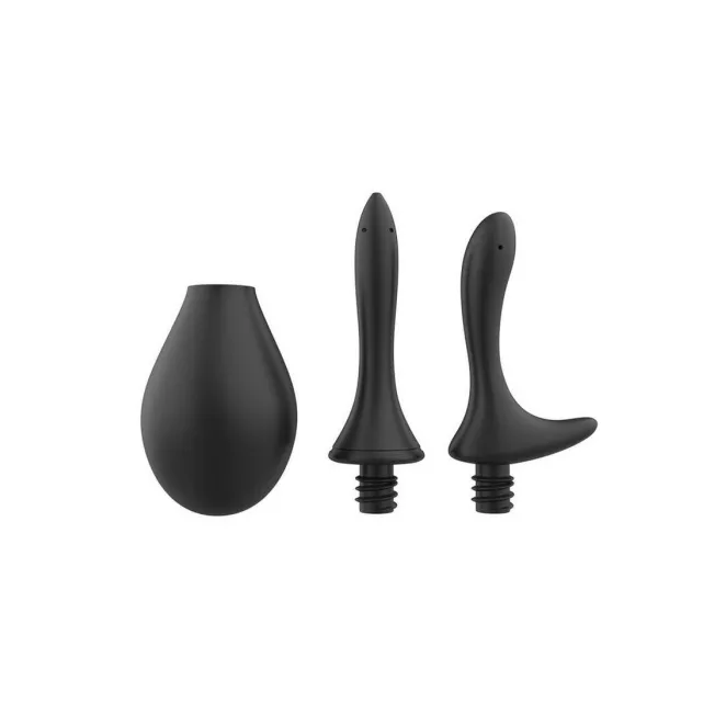 Anal Douche Set Silicone Black