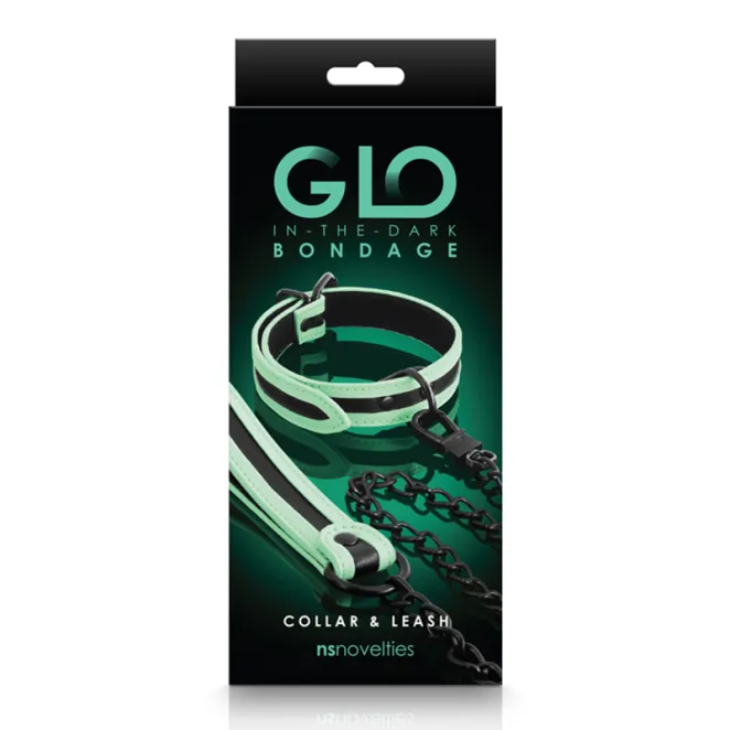 GLO Bondage Collar and Leash Green