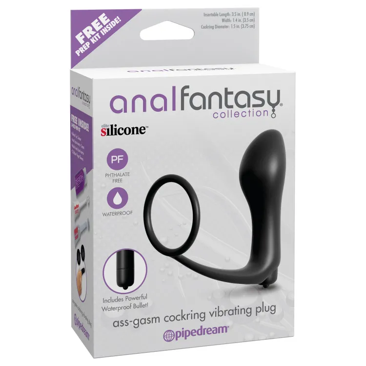 Anal Fantasy Collection Silicone Ass-Gasm Vibrating Cockring & Butt Plug Anal Fantasy Collection Silicone Ass-Gasm Vibrating Cockring & Butt Plug