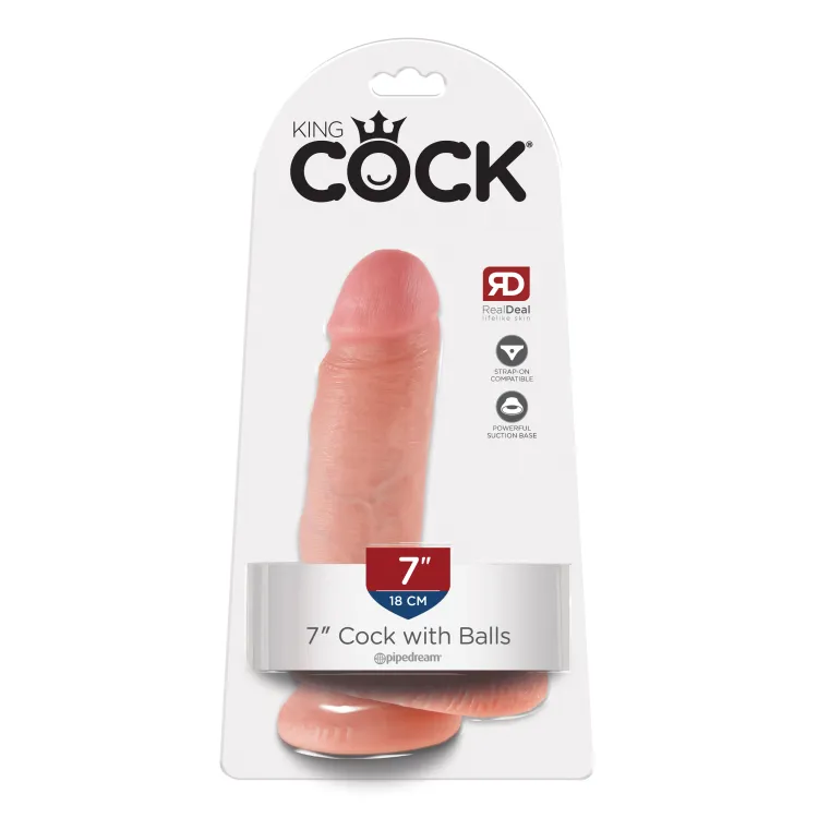 7 in. King Cock Realistic Dildo with Balls Beige 7 in. King Cock Realistic Dildo with Balls Beige