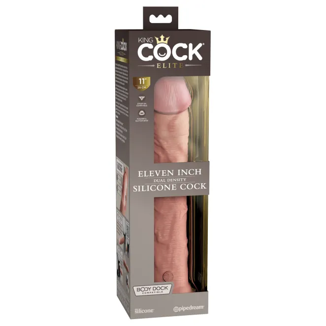 11 in. Realistic Dual Density Silicone Dildo Beige