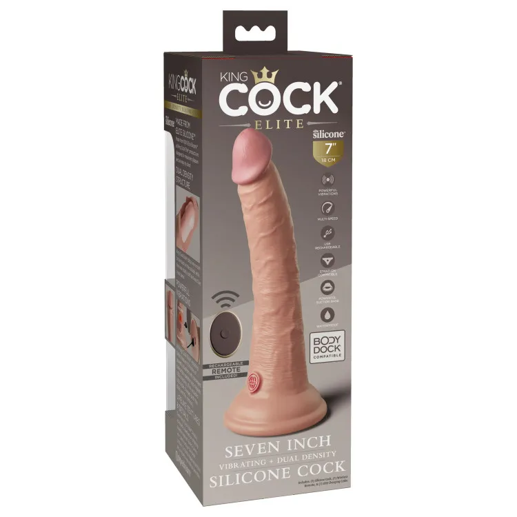 7 in. Realistic Vibrating Dual Density Silicone Dildo with Remote Beige 7 in. Realistic Vibrating Dual Density Silicone Dildo with Remote Beige