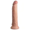 9 in. Realistic Vibrating Dual Density Silicone Dildo with Remote Beige