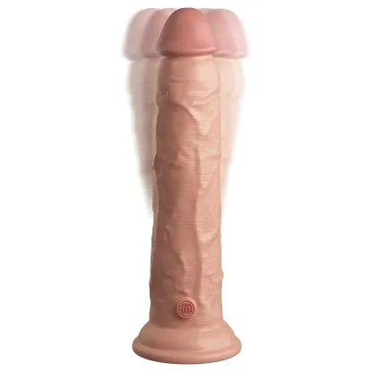 9 Inch Realistic Vibrating Dual Density Silicone Dildo with Remote Beige
