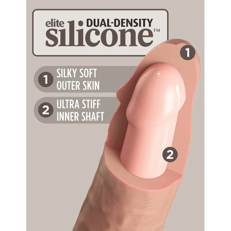 9 in. Realistic Vibrating Dual Density Silicone Dildo with Remote Beige