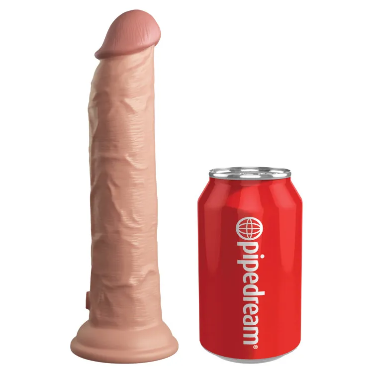 9 in. Realistic Vibrating Dual Density Silicone Dildo with Remote Beige