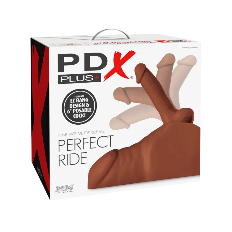 Perfect Ride Anal Masturbator with 6 in. Posable Dildo Brown