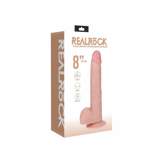 8 Inch RealRock Ultra Realistic Vibrating and Rotating Dildo with Balls Beige