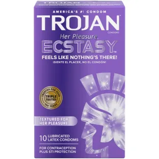 Trojan Ecstasy Her Pleasure Condoms with UltraSmooth Lubricant 10-Pack