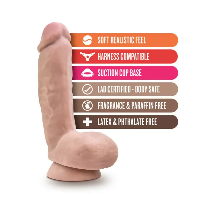 8.5 in. Posable Dual Density Dildo with Balls Beige 8.5 in. Posable Dual Density Dildo with Balls Beige