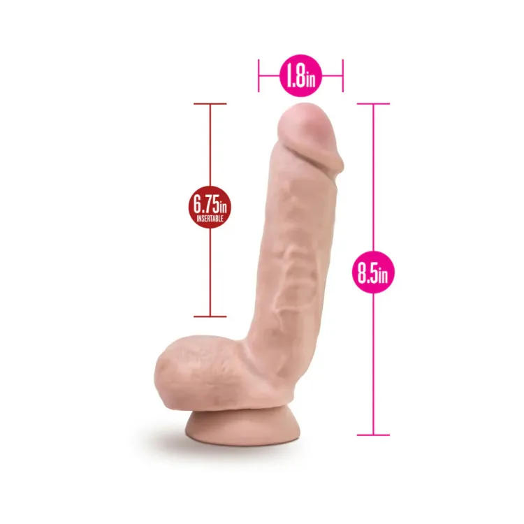 8.5 in. Posable Dual Density Dildo with Balls Beige 8.5 in. Posable Dual Density Dildo with Balls Beige