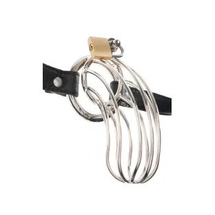 The Prisoner Locking Chastity Belt Cock Cage Silver/Black