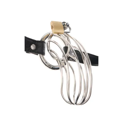 The Prisoner Locking Chastity Belt Cock Cage Silver/Black