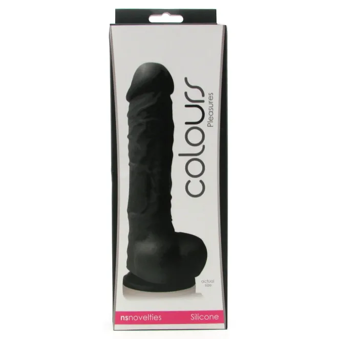 7 Inch Colours Pleasures Realistic Silicone Dildo with Balls Black