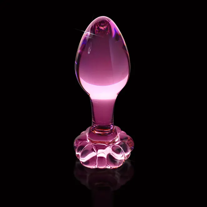 Icicles No. 48 Full Bloom Large Flower Glass Butt Plug 3.5 Inch