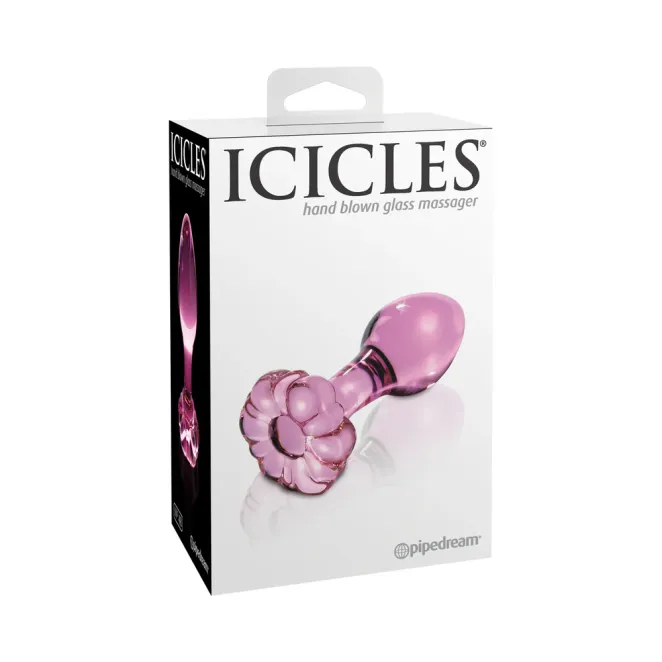 Icicles No. 48 Full Bloom Large Flower Glass Butt Plug 3.5 Inch
