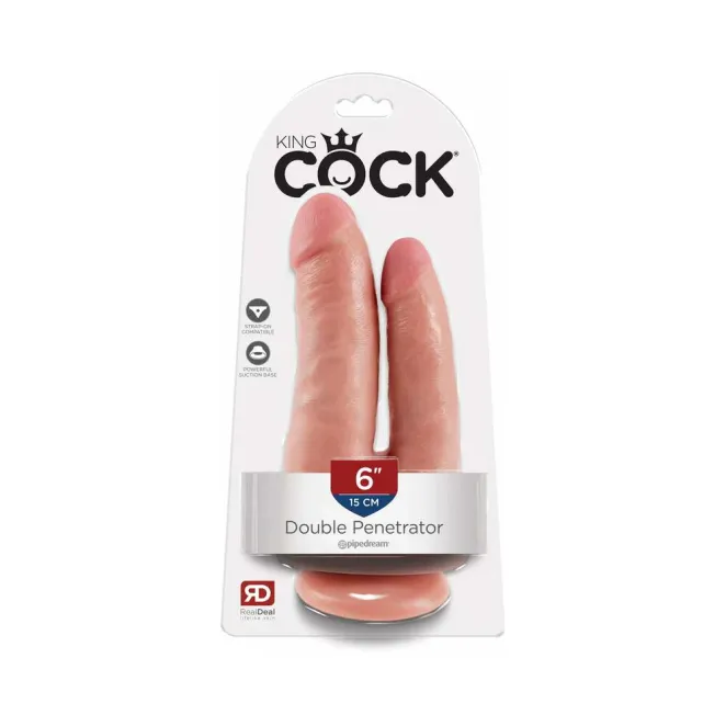 6 Inch King Cock Ultra Realistic Double Penetrator Suction Cup Dildo