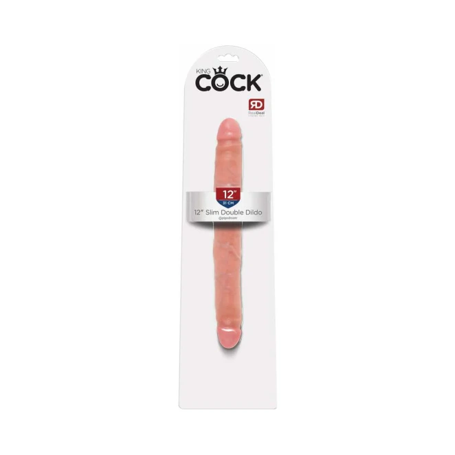 12 Inch King Cock Ultra Realistic Slim Double Dildo Beige