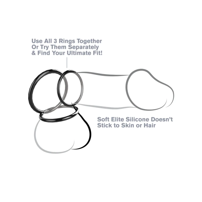 Fantasy C-Ringz Silicone Cock Ring Set Black (3-Piece)
