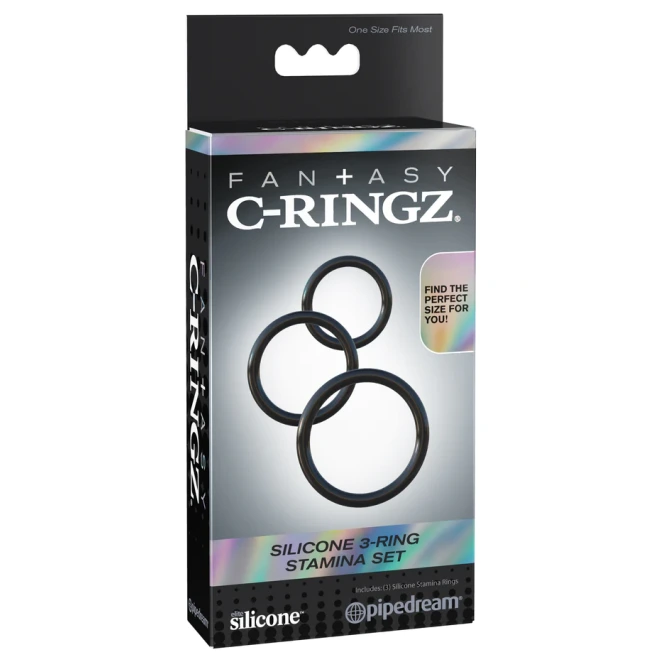 Fantasy C-Ringz Silicone Cock Ring Set Black (3-Piece)